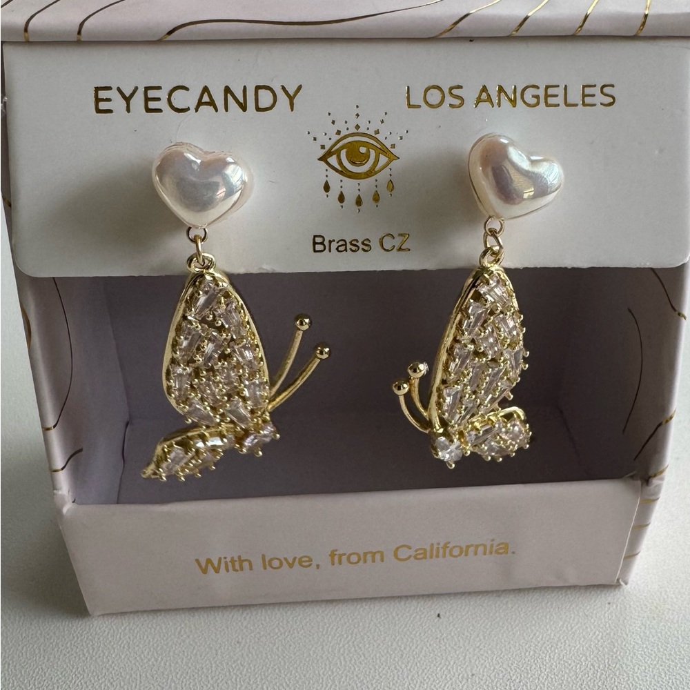 Eye candy heart butterfly earrings